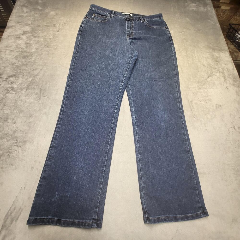 Lee Jeans Womens 12 Short Blue Straight Relaxed Fit Stretch 5-Pocket Dark Wash